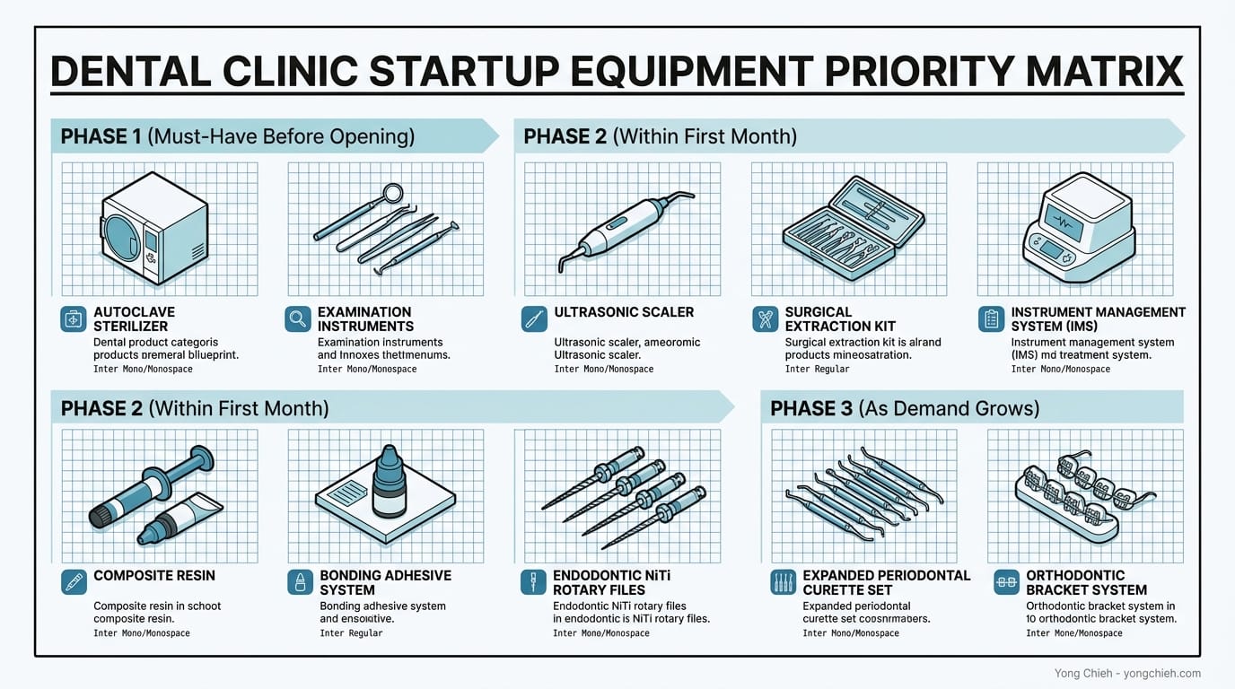 Dental Clinic Startup Equipment Priority Matrix